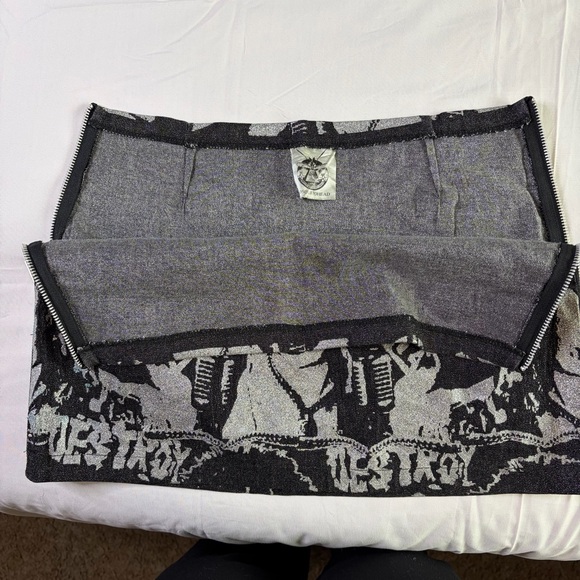 Mosquitohead vintage 90s Y2K mini glitter skirt made in USA graphic sz L black - Picture 5 of 14